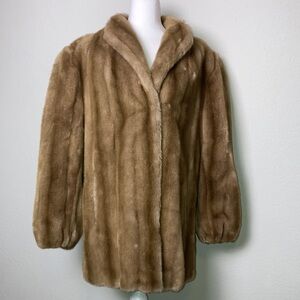Vintage Faux Fur Coat Brown with Pockets